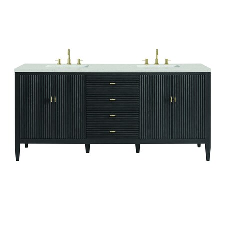 James Martin Vanities 72'' Double Vanity, Carbon Oak w/ 3 CM Lime Delight Quartz Top 485-V72-CBO-3LDL